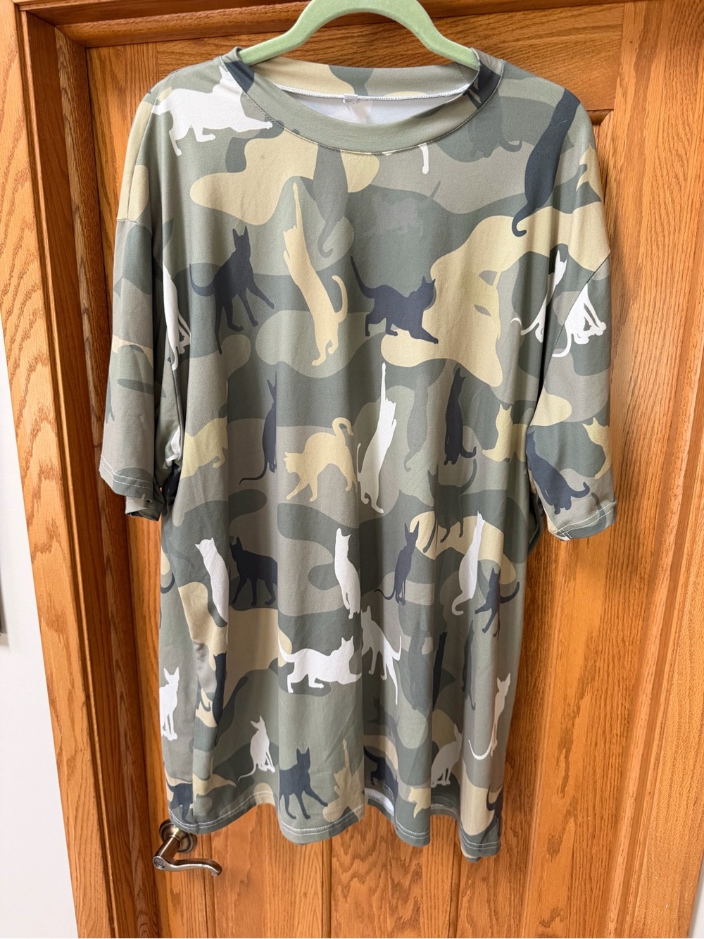 Green Camo Cat Top ~ RARE Camouflage Kitty Tunic 3X 4X
